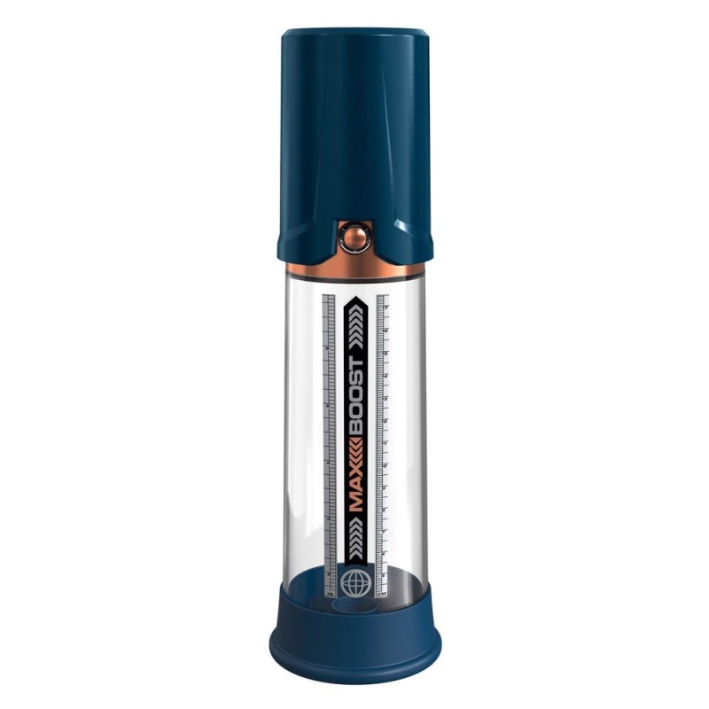 Pompa do penisa Pump Worx Max Boost Blue – manualny tłok próżniowy, 28,6 cm - 2