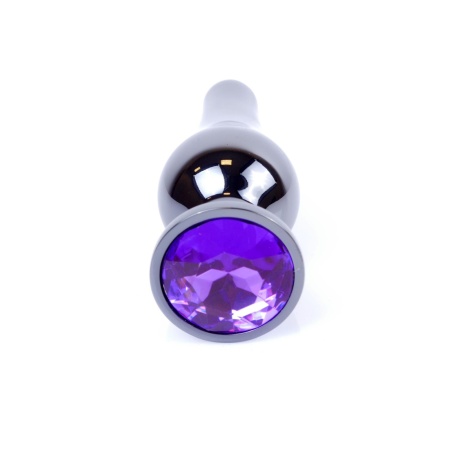 Biżuteria analna Buty Plug Dark Silver - stal nierdzewna z fioletowym kryształem, bańka 3 cm, wąska szyjka, długość 9,5 cm - 1