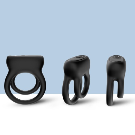 Dualo Black - silikonowy pierścień wibracyjny o podwójnej konstrukcji z 9 funkcjami wibracji - 3