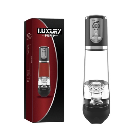 Pompka masturbacyjna LUXURY PUMP - automatyczna, wodoodporna, powiększony cylinder, przezroczysty rękaw, regulacja podciśnienia - 7