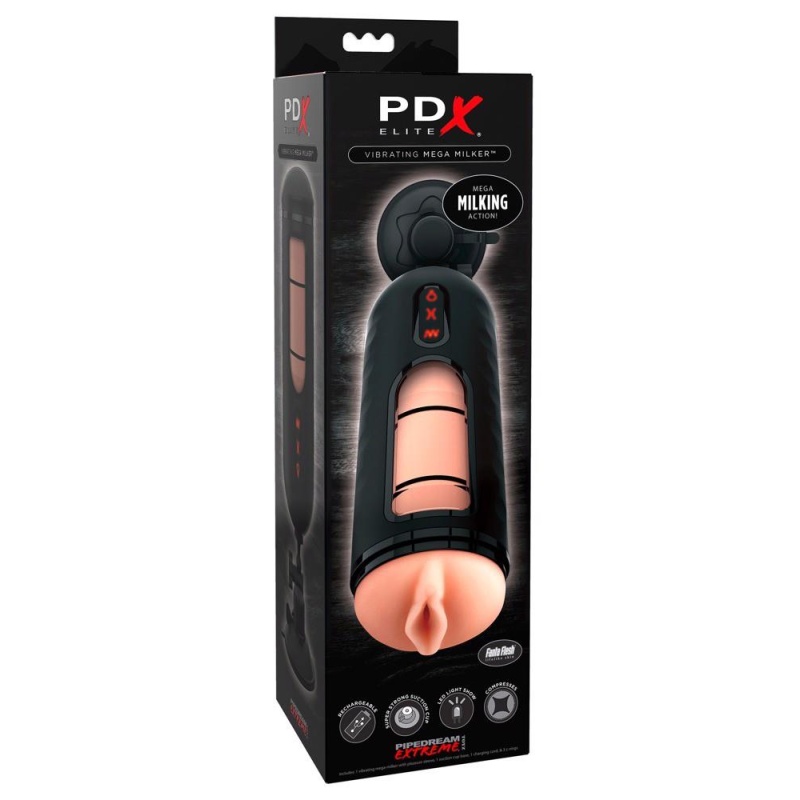 Masturbator PDX Elite Vibrating Mega Milker — automatyczne dojenie, 6 prędkości i 7 trybów wibracji, kanał 5,9 cm, głębokość wpr - 1