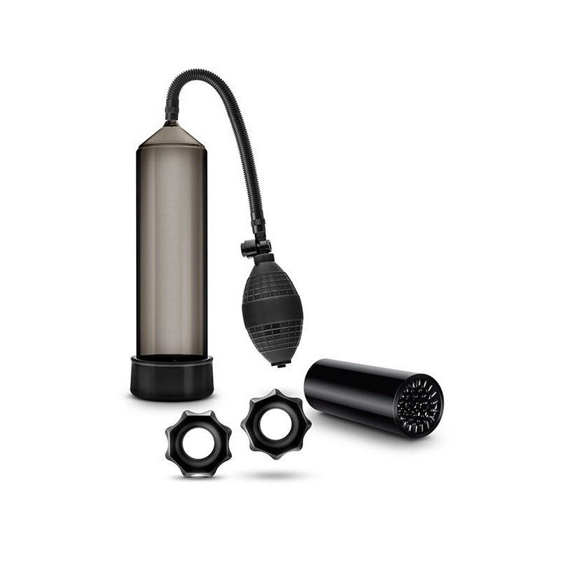 Pompka do penisa Quickie Kit Thick Cock Black - zestaw z manszetą i 2 pierścieniami, cylinder 24,13 cm x 5,7 cm - 5