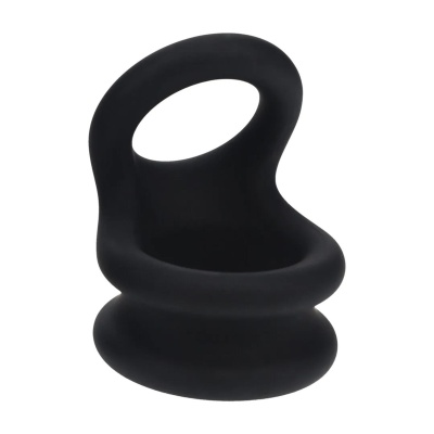 Wide Double O Silicone Cockring - M - Black - 1