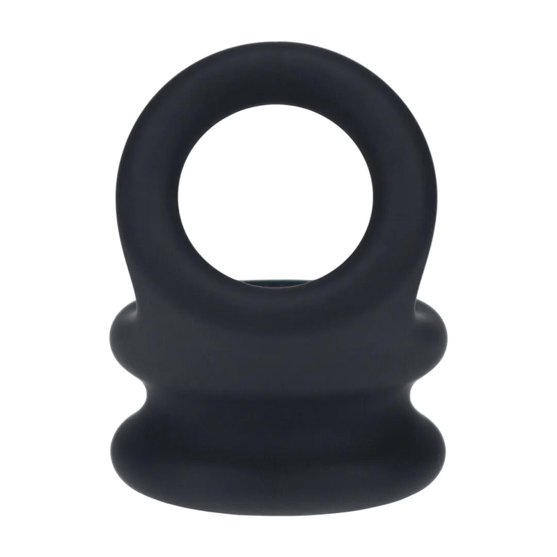 Wide Double O Silicone Cockring - M - Black - 5