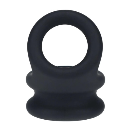 Wide Double O Silicone Cockring - M - Black - 5