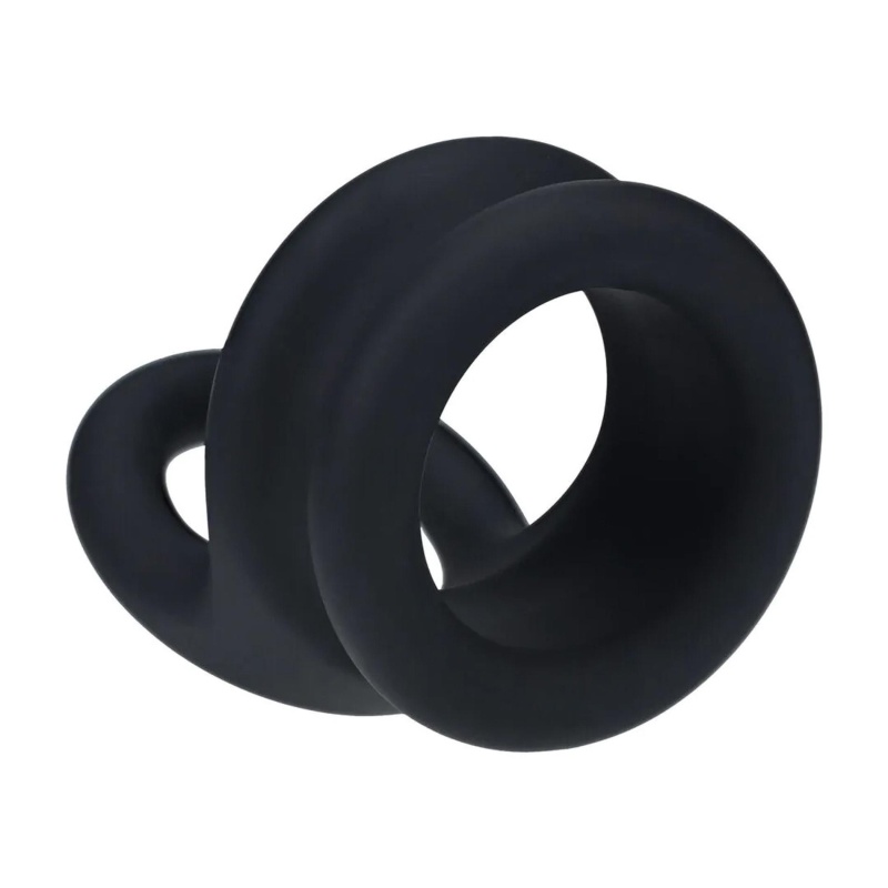 Wide Double O Silicone Cockring - M - Black - 6