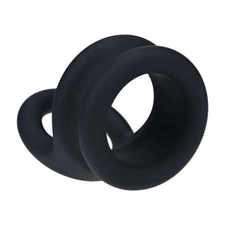 Wide Double O Silicone Cockring - M - Black - 6