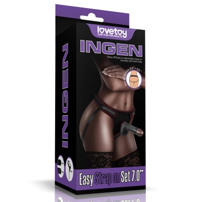 Zestaw strap-on Easy 7 cali (17,8 cm) z regulowaną uprzężą, czarny - 1