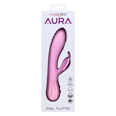Wibrator Dual Flutter z falistym trzonem i stymulatorem łechtaczki, 20,3 cm - 1 2