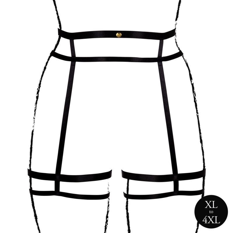 Double Strap Garter Belt with Adjustable Sliders - Plus Size - Black - 5