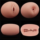 Dwustronny masturbator Slider Double-Ended 10,3 cm z pochwą i odbytnicą w kolorze cielistym - 2