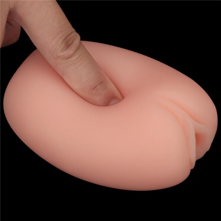 Dwustronny masturbator Slider Double-Ended 10,3 cm z pochwą i odbytnicą w kolorze cielistym - 4