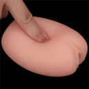 Dwustronny masturbator Slider Double-Ended 10,3 cm z pochwą i odbytnicą w kolorze cielistym - 4