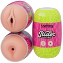 Dwustronny masturbator Slider Double-Ended 10,3 cm z pochwą i odbytnicą w kolorze cielistym - 19