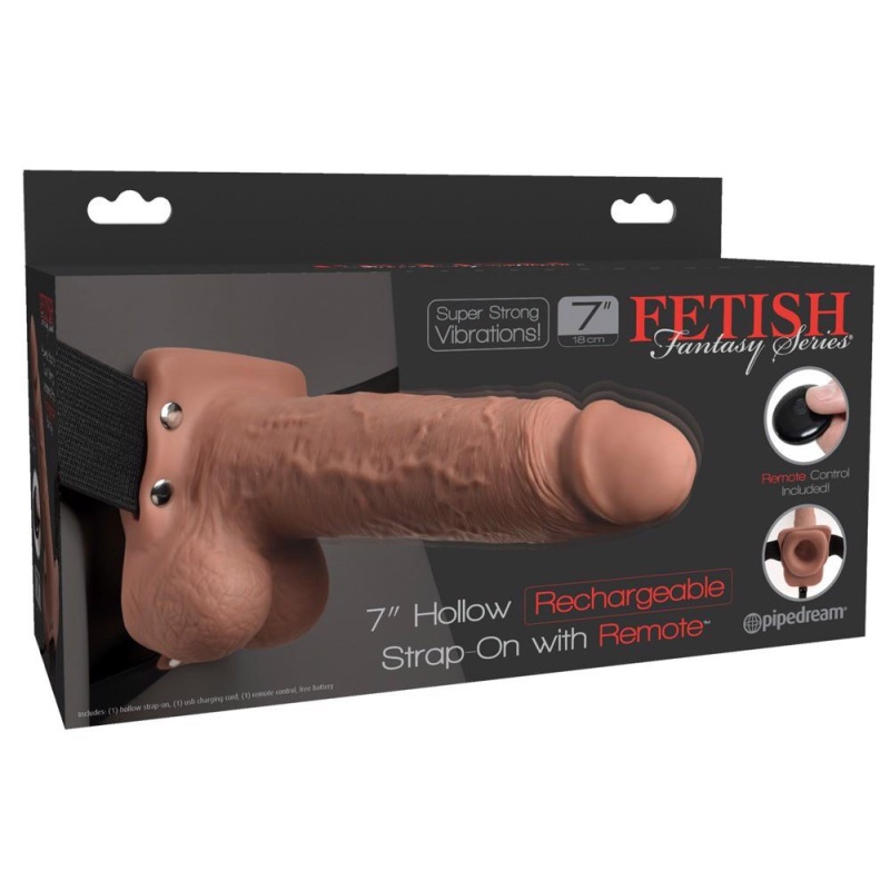 Strap-On Hollow FFS 7 z pilotem i 10 trybami wibracji — długość całkowita 20,3 cm, średnica zewnętrzna 5,3 cm, pas regulowany 71 - 1