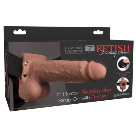 Strap-On Hollow FFS 7 z pilotem i 10 trybami wibracji — długość całkowita 20,3 cm, średnica zewnętrzna 5,3 cm, pas regulowany 71 - 1