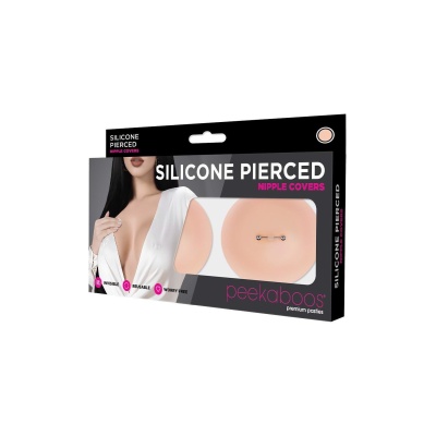 PEEKABOOS SILICONE PIERCED NIPPLE COVERS, FLESH - 1