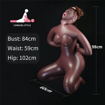 Nadmuchiwana lalka erotyczna Cowgirl Style 98 cm ciemnobrązowa - 11