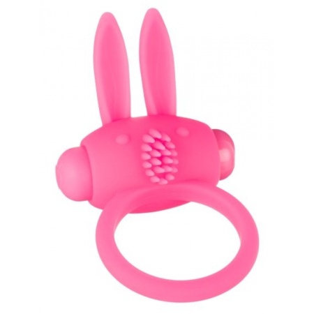 Wibrujący pierścień erekcyjny Bunny Ring Pink - rozciągliwy elastomer TPE z wypustką w kształcie króliczka, Ø 3 cm - 1