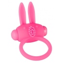 Wibrujący pierścień erekcyjny Bunny Ring Pink - rozciągliwy elastomer TPE z wypustką w kształcie króliczka, Ø 3 cm - 1