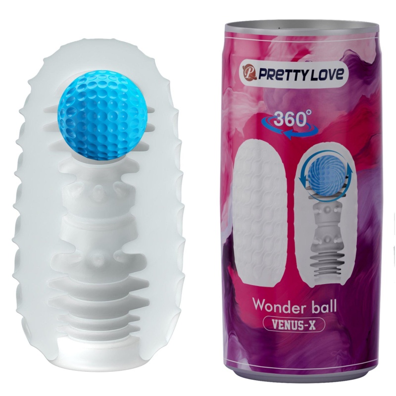 Masturbator Wonder ball VENUS-X - rozmiar uniwersalny, teksturowany kanał, ruchoma kulka - 1