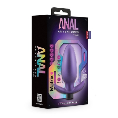 Plug analny wibrujący Excelsior Astro Violet - silikon Puria™, 10 funkcji wibracji, długość 12 cm (wprowadzalna 8,9 cm) - 1