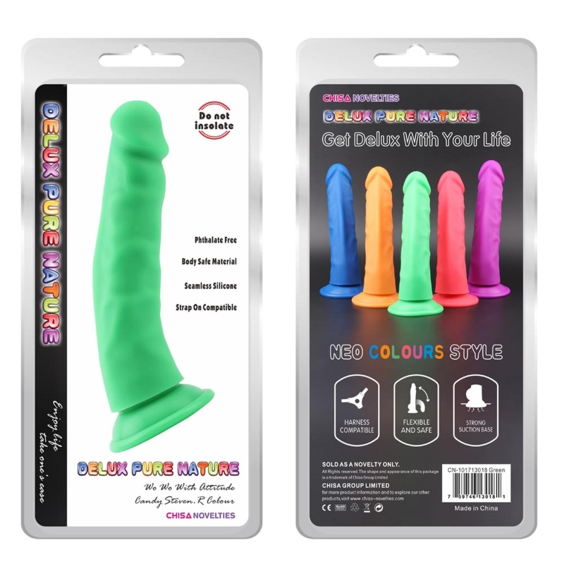 Dildo Green z płynnego silikonu z podstawą ssącą, 22,5 cm - 1