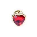 Biżuteria analna Gold Heart PLUG Red - stal nierdzewna, profilowana, długość całkowita 7 cm, średnica 2,7 cm - 2