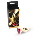 Biżuteria analna Gold Heart PLUG Red - stal nierdzewna, profilowana, długość całkowita 7 cm, średnica 2,7 cm - 8