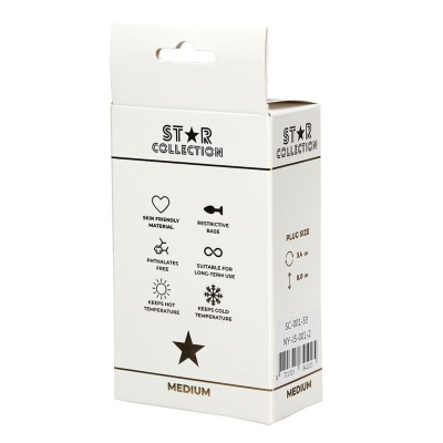 Star Collection - Silver Metal Anal Plug M - Light Blue Stone - 1 2