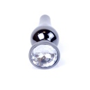 Biżuteria analna Jewellery Dark Silver - korek analny ze stali nierdzewnej, anatomiczny kształt, 9,5 × 3 cm, kryształ w podstawi - 1