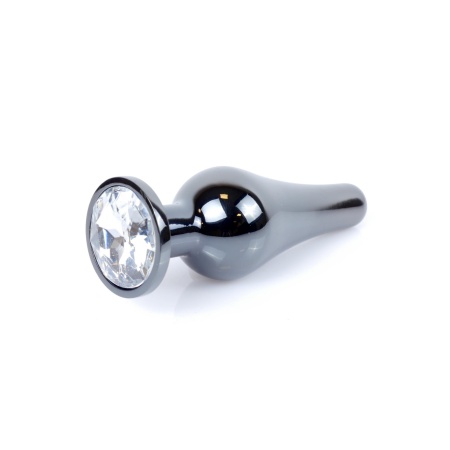 Biżuteria analna Jewellery Dark Silver - korek analny ze stali nierdzewnej, anatomiczny kształt, 9,5 × 3 cm, kryształ w podstawi - 7