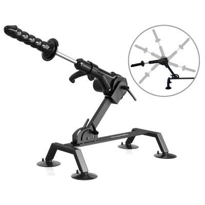 Body Dock Sex Machine Black — maszyna do penetracji z 4 przyssawkami, prętem wysuwnym 22,9 cm, skokiem ponad 6 cm i prędkością d - 1 2