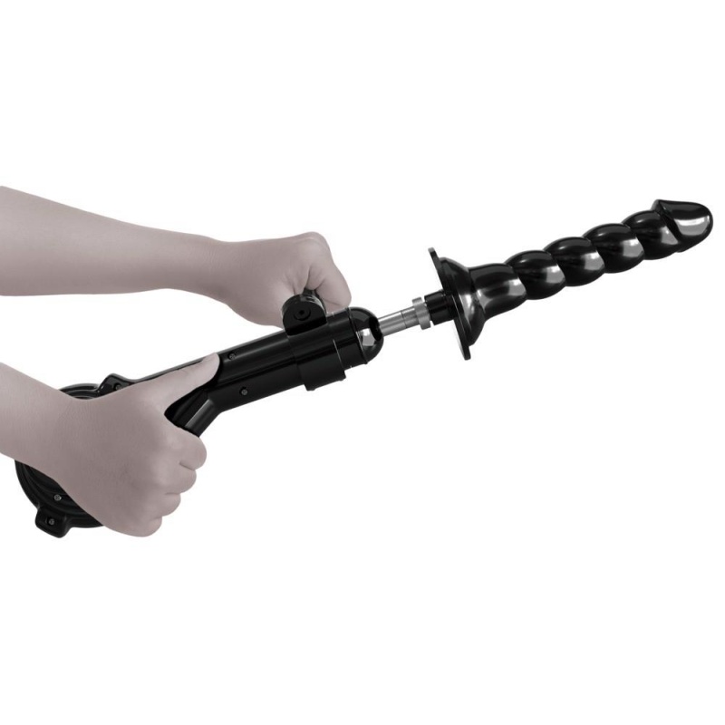 Body Dock Sex Machine Black — maszyna do penetracji z 4 przyssawkami, prętem wysuwnym 22,9 cm, skokiem ponad 6 cm i prędkością d - 7