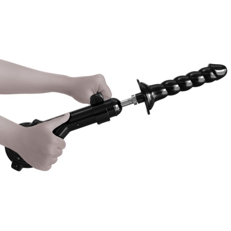 Body Dock Sex Machine Black — maszyna do penetracji z 4 przyssawkami, prętem wysuwnym 22,9 cm, skokiem ponad 6 cm i prędkością d - 7