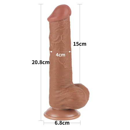 Dildo Sliding Skin Dual Layer Dong 20.8 cm Brązowy - 2