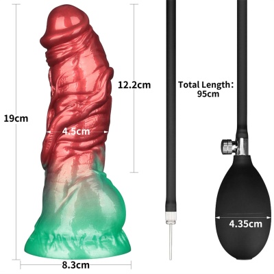 Nadmuchiwane dildo silikonowe 19 cm podwójnej gęstości z przyssawką - 1 2