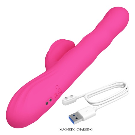 Wibrator króliczek Winters Pink z funkcją falowania i wyświetlaczem LED, 25,2 cm - 10