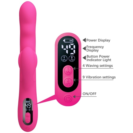 Wibrator króliczek Winters Pink z funkcją falowania i wyświetlaczem LED, 25,2 cm - 12