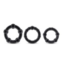 Pierścienie na penisa Beaded Cockrings Black - elastyczny TPE z wypustkami, 3 rozmiary (średnica wewnętrzna 3,1 / 3,3 / 3,8 cm) - 3