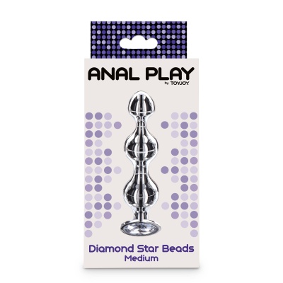 Zatyczka analna Diamond Star Beads Medium – progresywne koraliki, długość 11,7 cm, średnica 2,7 cm - 1 2