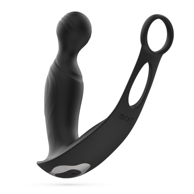 Wibrator prostaty Flamma z pilotem 16 cm (czarny matowy) - 1