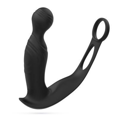 Wibrator prostaty Flamma z pilotem 16 cm (czarny matowy) - 1 2