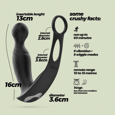 Wibrator prostaty Flamma z pilotem 16 cm (czarny matowy) - 6