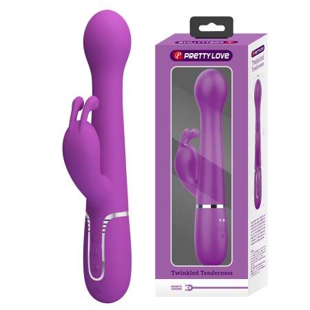 Wibrator Dejon Purple - króliczek z podwójnym silnikiem, funkcją thrustingu i rotacji, 22,6 cm - 1