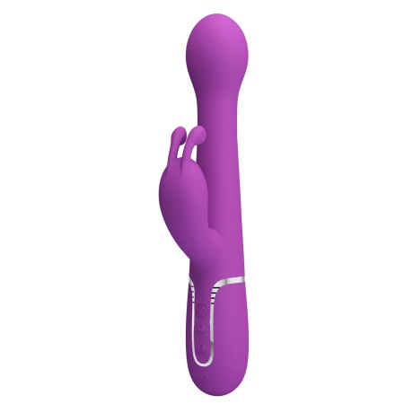 Wibrator Dejon Purple - króliczek z podwójnym silnikiem, funkcją thrustingu i rotacji, 22,6 cm - 3