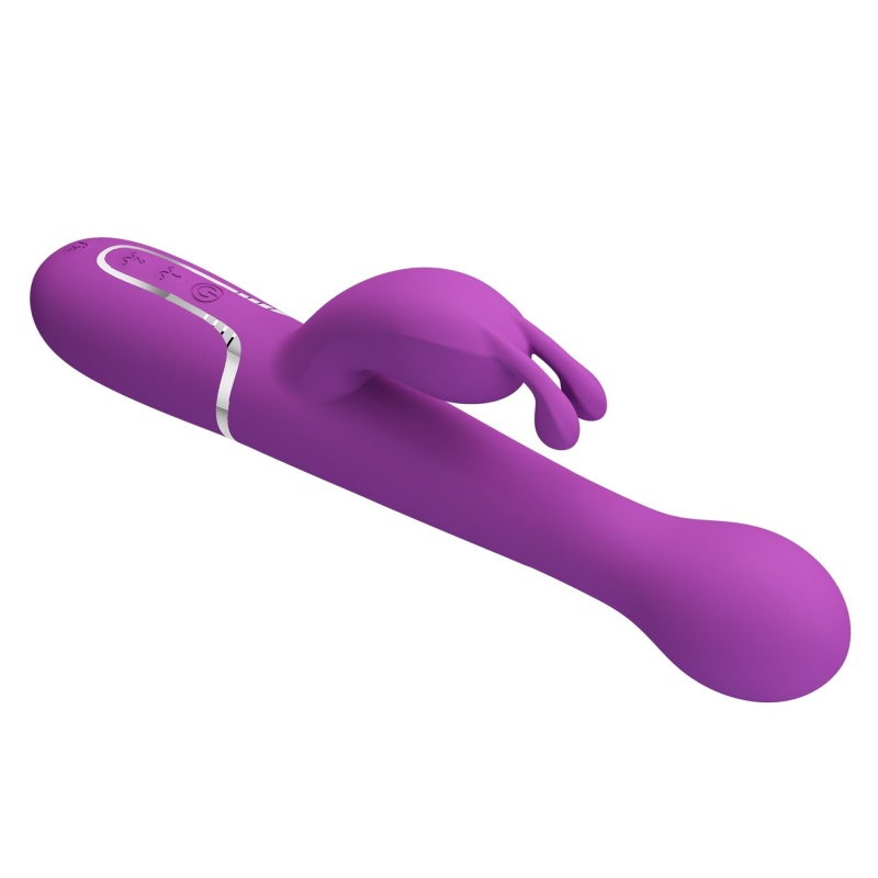 Wibrator Dejon Purple - króliczek z podwójnym silnikiem, funkcją thrustingu i rotacji, 22,6 cm - 5