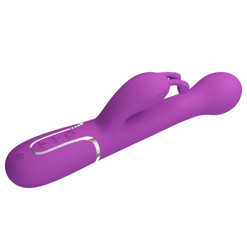 Wibrator Dejon Purple - króliczek z podwójnym silnikiem, funkcją thrustingu i rotacji, 22,6 cm - 6