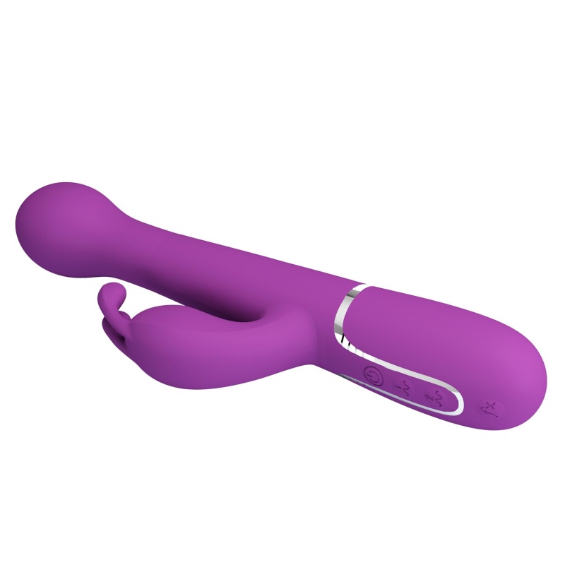 Wibrator Dejon Purple - króliczek z podwójnym silnikiem, funkcją thrustingu i rotacji, 22,6 cm - 7