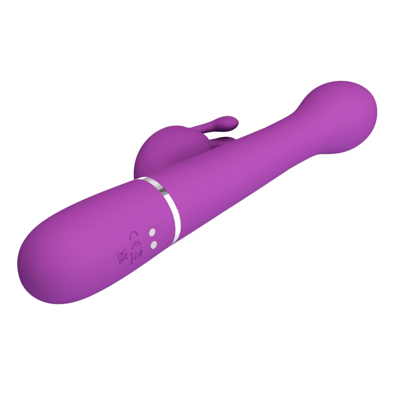 Wibrator Dejon Purple - króliczek z podwójnym silnikiem, funkcją thrustingu i rotacji, 22,6 cm - 8